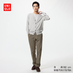 优衣库 易打理快干弹力轻型长裤加长款男装休闲西裤仿毛料款482890 35 浅褐色 70 /160/70A