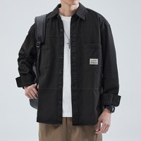 汉斯卡 纯棉宽松 黑色 3XL 工装衬衫式夹克