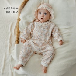 OAK FAMILY 新生儿连体衣婴儿衣服纯棉长袖荷叶领爬服
