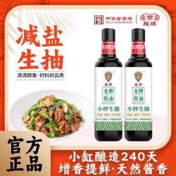 龙 牌生抽500ml*2瓶小炒减盐酿造特级调料薄盐生抽湖南特产旗舰店