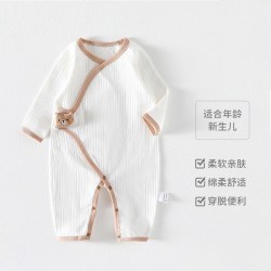 萌麋 新生婴儿儿衣服连体衣春秋季初生宝宝长袖无骨纯棉蝴蝶衣哈衣睡衣