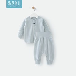 汤尼倍儿 婴儿分体套装春秋纯棉宝宝秋衣秋裤全开扣高腰护肚家居服