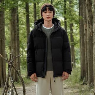 坦博尔 男士短款连帽防风廓形羽绒服 黑色 M(170)