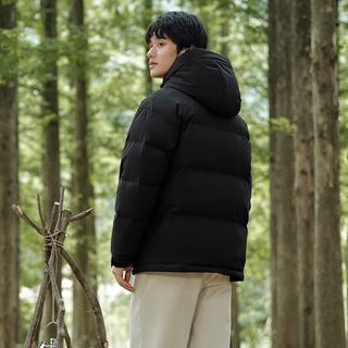 坦博尔 男士短款连帽防风廓形羽绒服 黑色 M(170)
