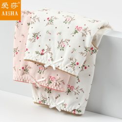 爱莎 女士内裤中腰纯棉透气三角裤包臀不夹屁屁不卡裆女式平角短裤