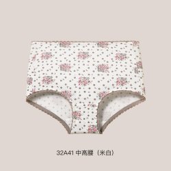 爱莎 女士内裤中高腰新款时尚印花弹力舒适三角裤高腰包臀小平角裤