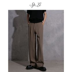 SP.LI SPLi隐藏式松紧夏宽松阔腿男西装裤垂感直筒休闲裤