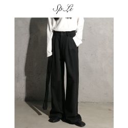 SP.LI SPLI三本针‘不规则色织呢子’春夏秋季阔腿宽松直筒毛呢休闲西裤