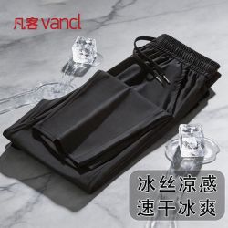 凡客诚品 夏季男弹力直筒冰丝长裤弹力休闲裤男薄款宽松速干运动裤