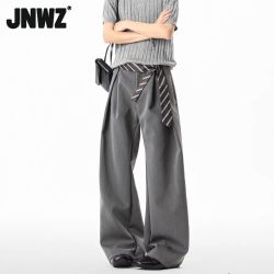JNWZ 高级感灰色打褶西裤男女秋季潮cleanfit垂感阔腿裤宽松休闲裤