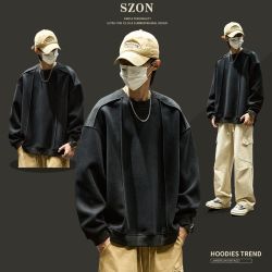 卫衣男2026春秋新款潮牌拼接设计感男装外套美式高街解构圆领衣服