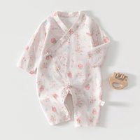 女宝宝婴儿竹纤维纱布连体衣夏款爬服长袖哈衣儿童夏季空调服夏