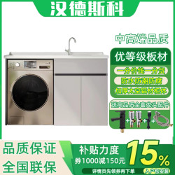 汉德斯科 卫浴洗衣机柜洗衣池带搓板阳台柜太空铝滚筒洗衣机伴侣