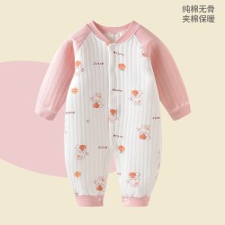 哗哗米奇 婴儿连体衣秋冬保暖夹棉哈衣新生儿纯棉衣服秋季加厚套装宝宝春装