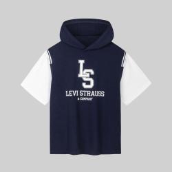 Levi's 线下同款|儿童短袖连帽T恤夏男童李维斯童装透气拼接网眼短T