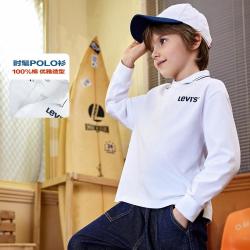 Levi's 童装长袖POLO男童翻领时尚学院风儿童上衣中大童打底衣