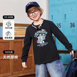 Levi's 26春新品李维斯童装男童长袖T恤女童套头圆领长T儿童打底衫