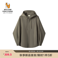 William fox&sons 威廉福克斯男装连帽抽绳暗门襟设计坐姿小狐狸LOGO休闲宽松夹克男