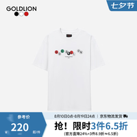 金利来 短袖T恤 斯诺克抗菌三防印花圆领上衣 白色-00