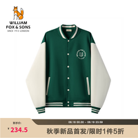 William fox&sons 威廉福克斯男装小狐狸印花元素休闲宽松拼色加厚棒球领夹克外套潮