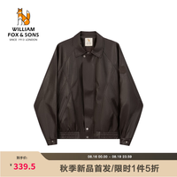 William fox&sons 威廉福克斯英伦复古老钱宽松休闲做旧风不规则结构仿皮夹克外套男