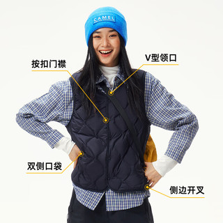 骆驼 M36CR28002 鸭绒内胆 V领轻薄羽绒马甲 女