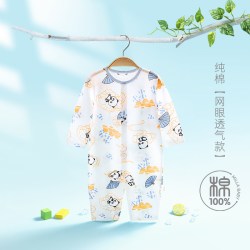 欢咪乐 宝宝衣服婴儿连体衣夏季薄款新生儿长袖空调服纯棉睡衣夏装家居服