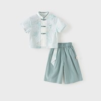 戴维贝拉 儿童九分裤套装2026夏装男童中式国风汉服短袖小少爷衣服