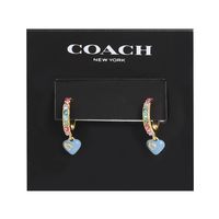 COACH 女士心形吊坠圈形耳环 金色 One Size（生日礼物）