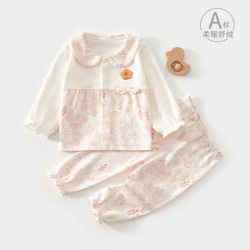 小聪熊 婴儿衣服秋季分体套装宝宝纯棉早秋女宝外出洋气公主超萌a类秋装8