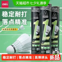 得力 安格耐特羽毛球训练级强韧耐打型鸭鹅毛室内室外训练球多只装