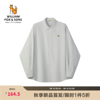William fox&sons 威廉福克斯男装秋季小狐狸刺绣休闲通勤复古细条老钱风长袖衬衫男