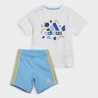 adidas 男女婴童A类休闲印花亲肤圆领短袖套装夏季adidas阿迪达斯轻运动