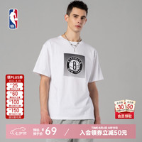 NBA 湖人篮网勇士队T恤男夏季运动休闲潮流纯棉宽松短袖 篮网-运动休闲纯棉T恤 L