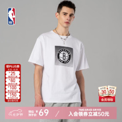NBA 湖人篮网勇士队T恤男夏季运动休闲潮流纯棉宽松短袖 篮网-运动休闲纯棉T恤 L