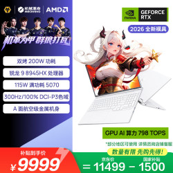 机械革命 蛟龙16Pro R9-8945HX RTX5070 300Hz 白色 16GB+1TB 游戏本