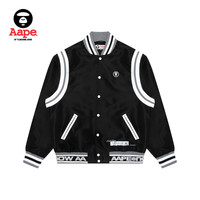 Aape 旗舰店男装秋冬拼接条纹字母刺绣宽松版棒球外套7534XXJ