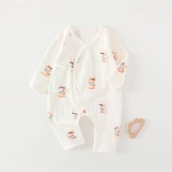 天猫 婴儿无骨春秋冬装连体衣新生儿纯棉宝宝衣服爬服哈衣系带蝴蝶衣