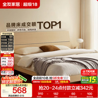 全友 家居 现代简约双人床主卧室床家具1.5米x2米高脚床板式床106302
