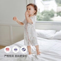 乖奇熊 婴幼儿纯棉连体衣夏季宝宝短袖哈衣薄款透气