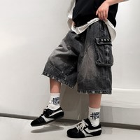 狮捷犀牛 男童牛仔裤短裤夏季2026新款中大儿童夏装裤子男孩夏款五分中裤潮