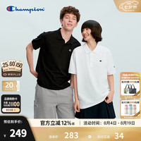 Champion 冠军短袖POLO衫男简约纯色翻领T恤女纯色简约情侣老钱风