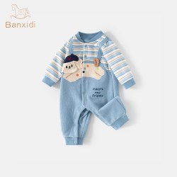 班喜迪 婴儿衣服秋装婴幼儿连体衣男宝宝哈衣爬服超萌假两件外出服