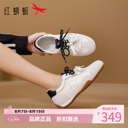 红蜻蜓 女鞋复古双系带德训鞋 轻便软底运动鞋百搭女士内增高休闲单鞋