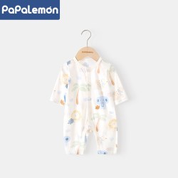PAPA LEMON 婴儿衣服夏季超薄款长袖空调服新生儿宝宝睡衣纯棉夏装