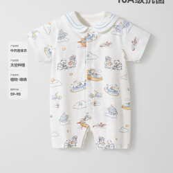贝肽斯 婴儿连体衣夏季薄款透气短袖新生婴幼儿男女宝宝外出衣服