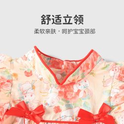 优奇 婴儿包屁衣夏季女宝宝连体衣中风公主三角哈衣百日宴周岁礼服