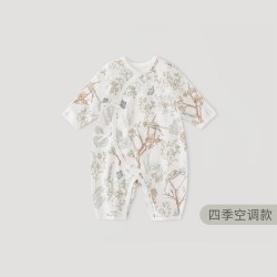 巴厘小猪 婴儿衣服新生儿夏季长袖空调服春秋季睡衣四季款哈衣女宝宝连体衣