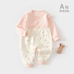 温巢 婴儿连体衣秋季舒绒婴幼儿宝宝衣服洋气小公主女宝宝长袖秋装a类6