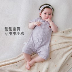 汤尼倍儿 婴儿夏季短袖连体衣女宝宝莫代尔薄款外出哈衣新生儿爬服